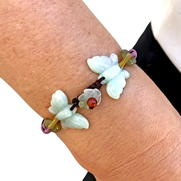 Free-Spirited Double Butterfly Handmade Jade Bracelet - Picture 3 of 3